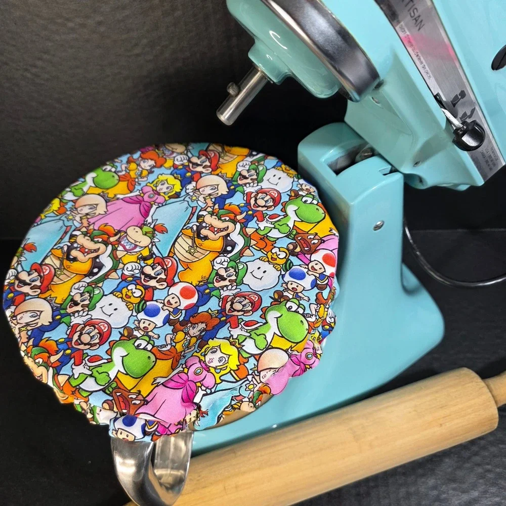 Video Game / Red White Dot Reversible KitchenAid Mixer‎ Mixing Bowl Cover Baking